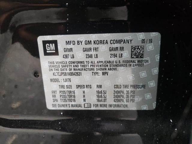 Photo 9 VIN: KL7CJPSB1KB942631 - CHEVROLET TRAX 1LT 