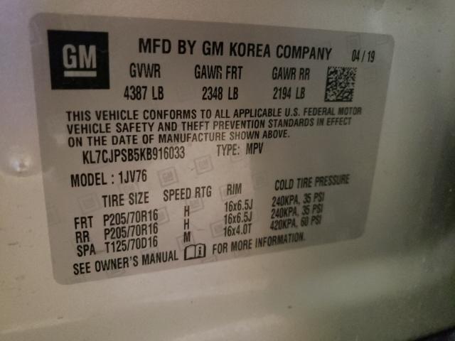 Photo 9 VIN: KL7CJPSB5KB916033 - CHEVROLET TRAX 1LT 