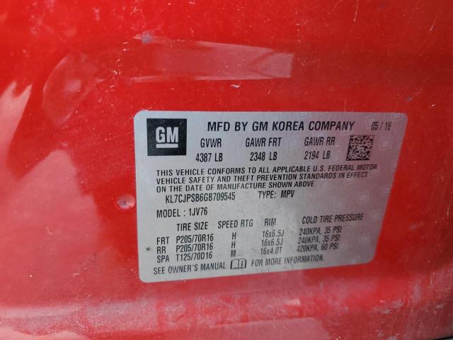 Photo 11 VIN: KL7CJPSB6GB709545 - CHEVROLET TRAX 