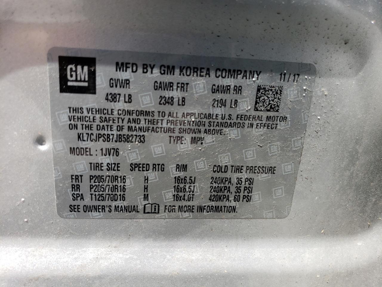 Photo 13 VIN: KL7CJPSB7JB582733 - CHEVROLET TRAX 