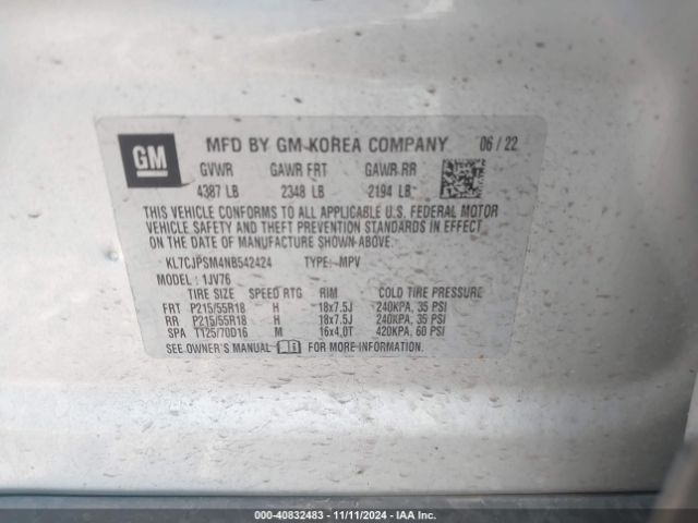 Photo 8 VIN: KL7CJPSM4NB542424 - CHEVROLET TRAX 