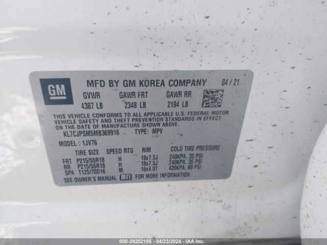 Photo 8 VIN: KL7CJPSM5MB369916 - CHEVROLET TRAX 