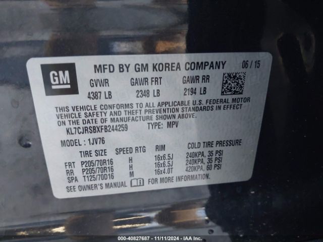 Photo 8 VIN: KL7CJRSBXFB244259 - CHEVROLET TRAX 