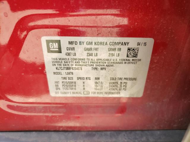 Photo 9 VIN: KL7CJTSB8FB204078 - CHEVROLET TRAX LTZ 