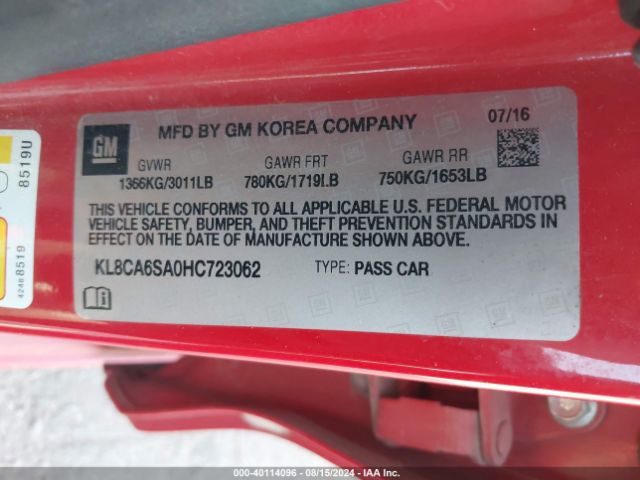 Photo 8 VIN: KL8CA6SA0HC723062 - CHEVROLET SPARK 