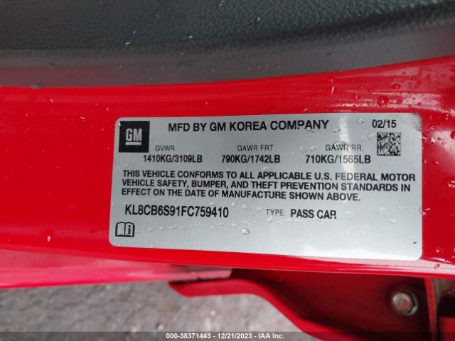 Photo 8 VIN: KL8CB6S91FC759410 - CHEVROLET SPARK 