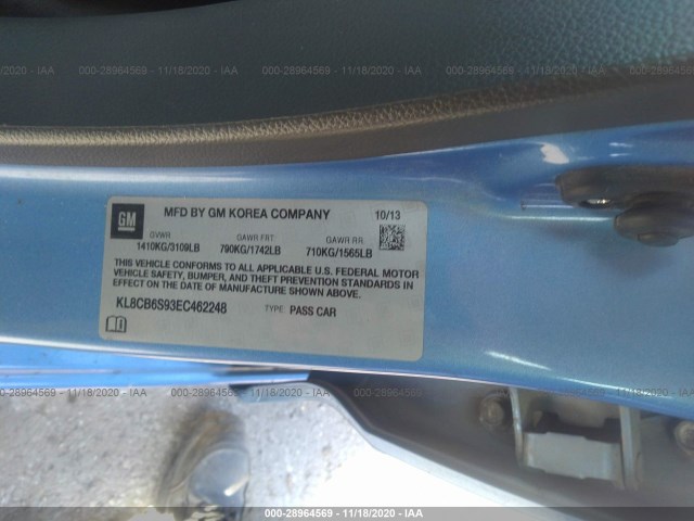 Photo 8 VIN: KL8CB6S93EC462248 - CHEVROLET SPARK 