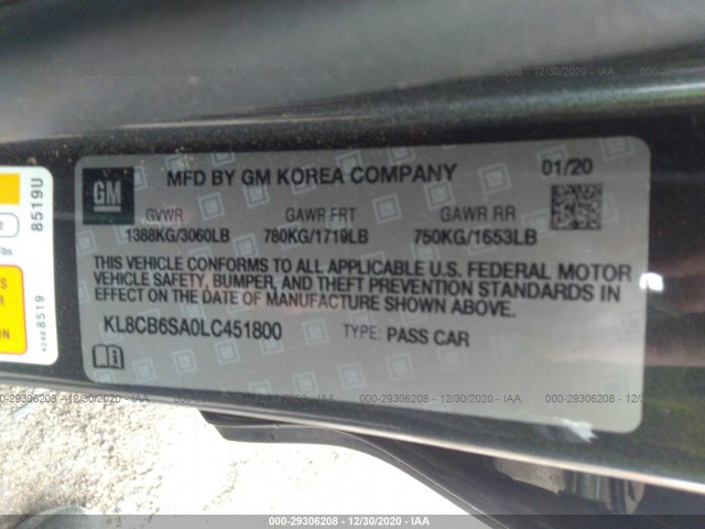 Photo 8 VIN: KL8CB6SA0LC451800 - CHEVROLET SPARK 