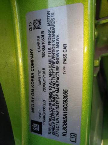 Photo 9 VIN: KL8CB6SA1GC583065 - CHEVROLET SPARK LS 