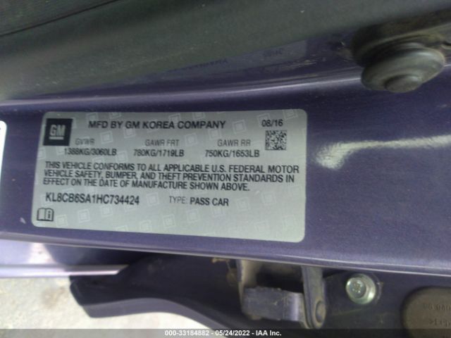 Photo 8 VIN: KL8CB6SA1HC734424 - CHEVROLET SPARK 