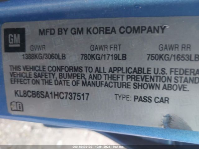 Photo 8 VIN: KL8CB6SA1HC737517 - CHEVROLET SPARK 