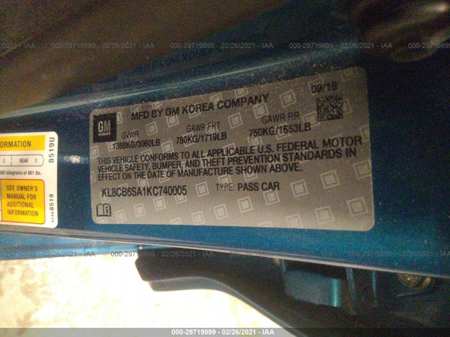 Photo 8 VIN: KL8CB6SA1KC740005 - CHEVROLET SPARK 