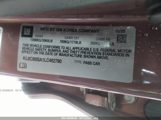 Photo 8 VIN: KL8CB6SA1LC462790 - CHEVROLET SPARK 