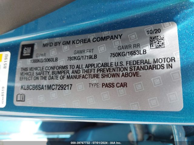 Photo 8 VIN: KL8CB6SA1MC729217 - CHEVROLET SPARK 