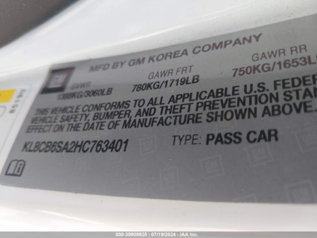 Photo 8 VIN: KL8CB6SA2HC763401 - CHEVROLET SPARK 