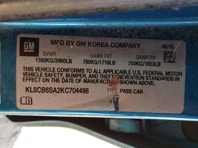 Photo 11 VIN: KL8CB6SA2KC704498 - CHEVROLET SPARK LS 