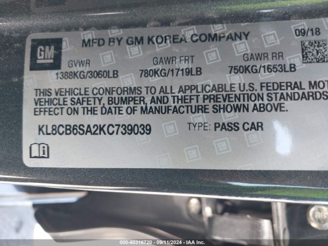 Photo 8 VIN: KL8CB6SA2KC739039 - CHEVROLET SPARK 