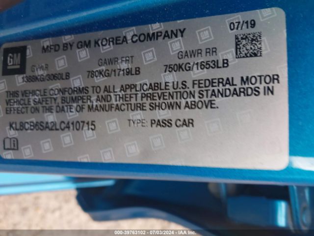 Photo 8 VIN: KL8CB6SA2LC410715 - CHEVROLET SPARK 