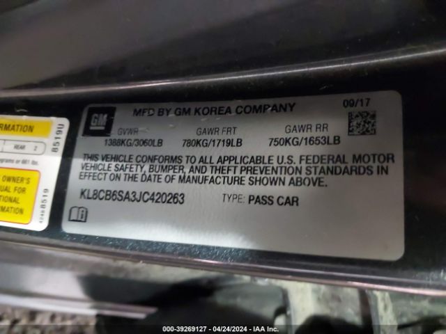 Photo 8 VIN: KL8CB6SA3JC420263 - CHEVROLET SPARK 