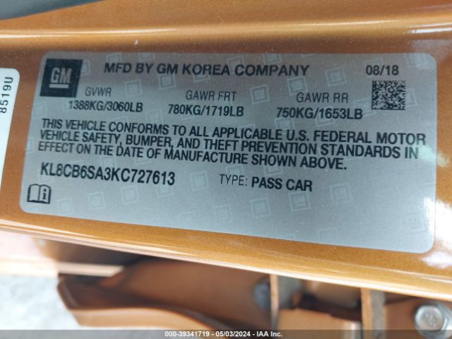 Photo 8 VIN: KL8CB6SA3KC727613 - CHEVROLET SPARK 