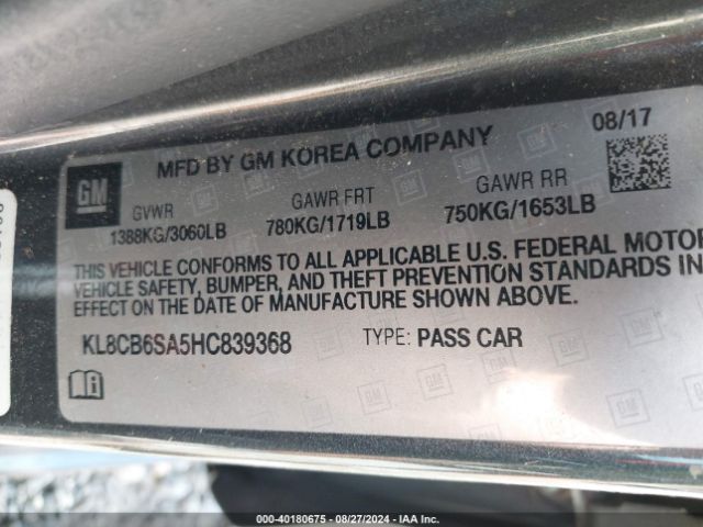 Photo 8 VIN: KL8CB6SA5HC839368 - CHEVROLET SPARK 