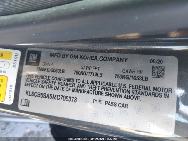 Photo 8 VIN: KL8CB6SA5MC705373 - CHEVROLET SPARK 