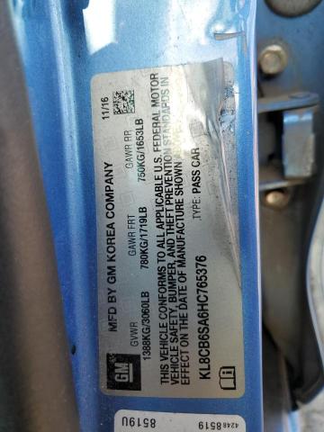 Photo 11 VIN: KL8CB6SA6HC765376 - CHEVROLET SPARK LS 