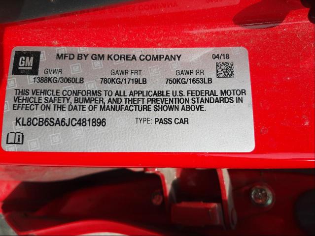 Photo 9 VIN: KL8CB6SA6JC481896 - CHEVROLET SPARK LS 