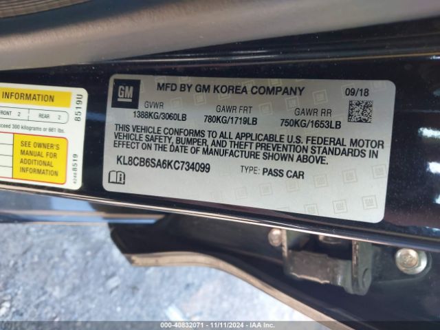 Photo 8 VIN: KL8CB6SA6KC734099 - CHEVROLET SPARK 