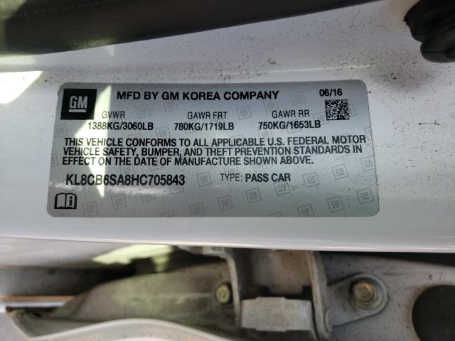 Photo 9 VIN: KL8CB6SA8HC705843 - CHEVROLET SPARK LS 