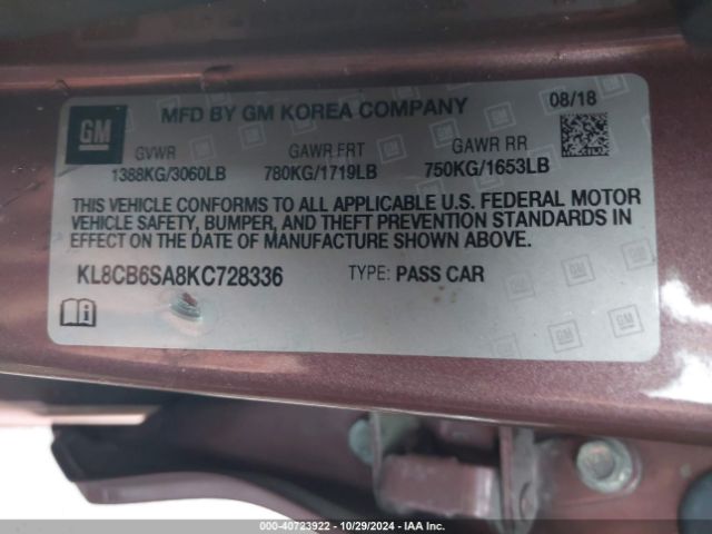 Photo 8 VIN: KL8CB6SA8KC728336 - CHEVROLET SPARK 