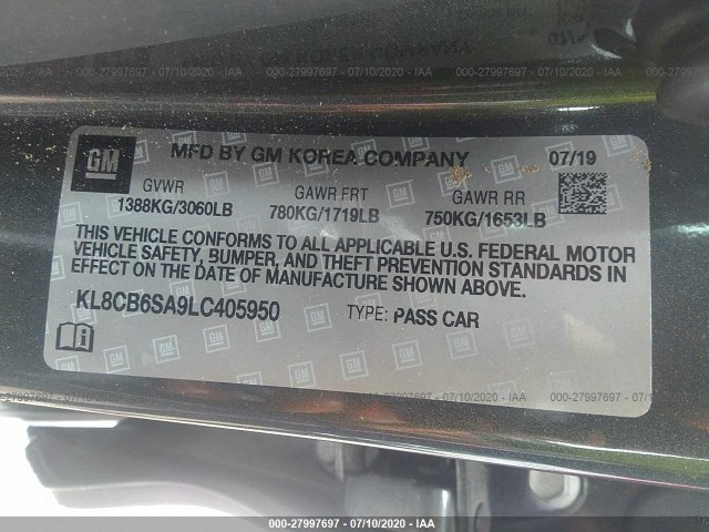 Photo 8 VIN: KL8CB6SA9LC405950 - CHEVROLET SPARK 