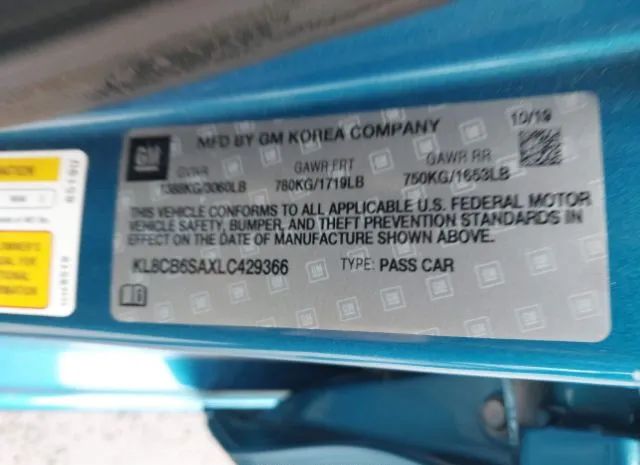 Photo 8 VIN: KL8CB6SAXLC429366 - CHEVROLET SPARK 