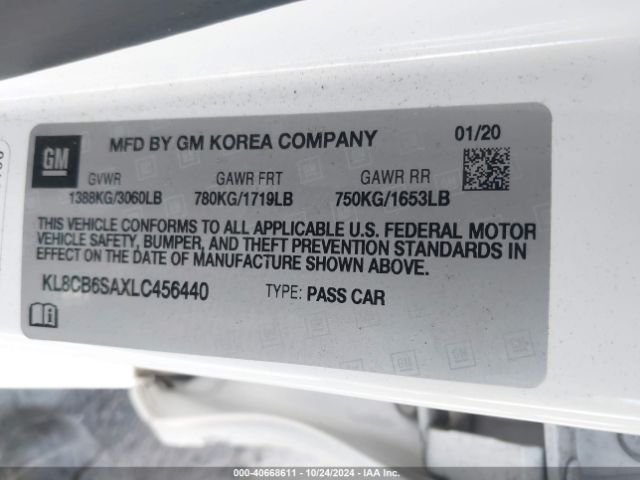 Photo 8 VIN: KL8CB6SAXLC456440 - CHEVROLET SPARK 