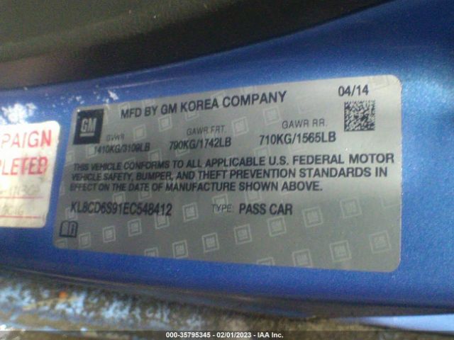 Photo 8 VIN: KL8CD6S91EC548412 - CHEVROLET SPARK 