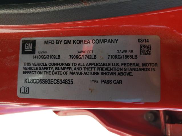 Photo 9 VIN: KL8CD6S93EC534835 - CHEVROLET SPARK 1LT 