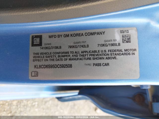 Photo 8 VIN: KL8CD6S95DC592508 - CHEVROLET SPARK 