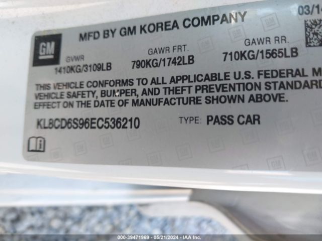 Photo 8 VIN: KL8CD6S96EC536210 - CHEVROLET SPARK 