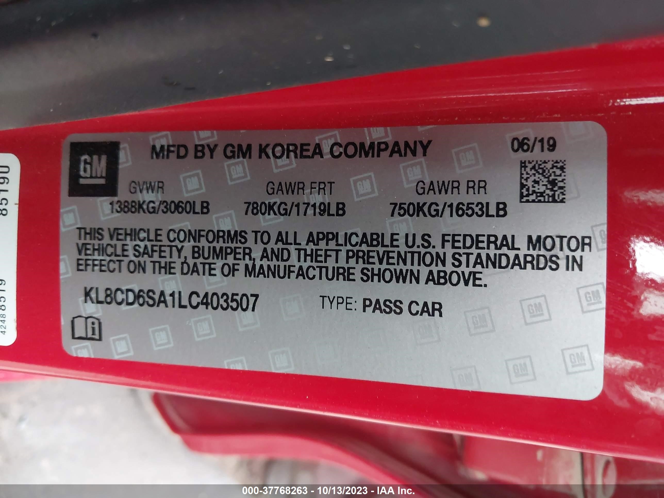 Photo 8 VIN: KL8CD6SA1LC403507 - CHEVROLET SPARK 