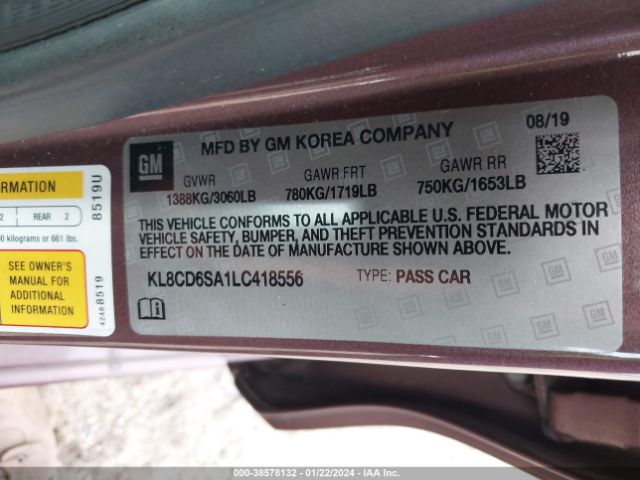 Photo 8 VIN: KL8CD6SA1LC418556 - CHEVROLET SPARK 