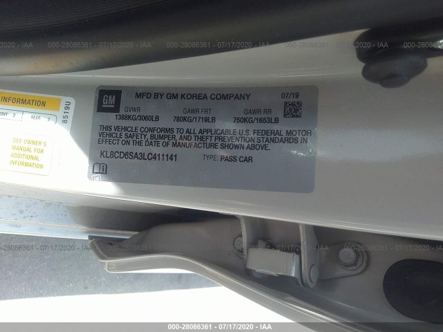 Photo 8 VIN: KL8CD6SA3LC411141 - CHEVROLET SPARK 