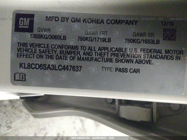 Photo 8 VIN: KL8CD6SA3LC447637 - CHEVROLET SPARK 