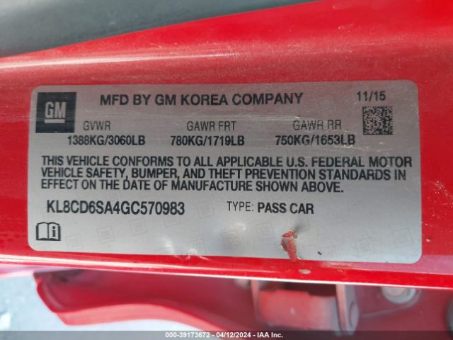 Photo 8 VIN: KL8CD6SA4GC570983 - CHEVROLET SPARK 