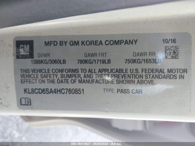 Photo 8 VIN: KL8CD6SA4HC760851 - CHEVROLET SPARK 