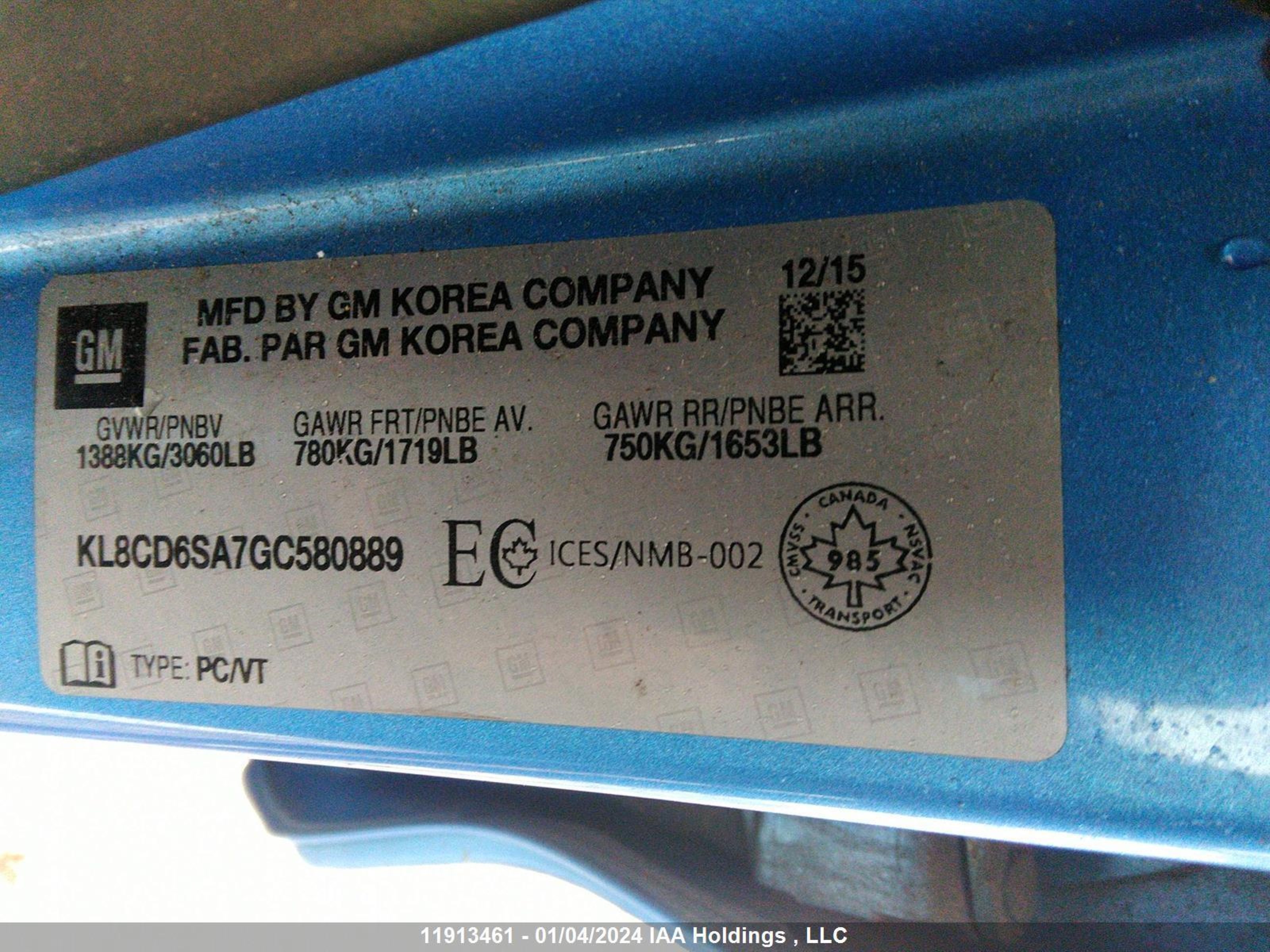 Photo 9 VIN: KL8CD6SA7GC580889 - CHEVROLET SPARK 