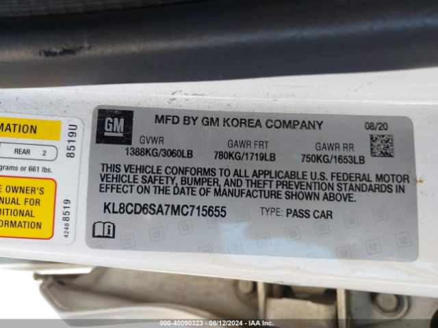 Photo 8 VIN: KL8CD6SA7MC715655 - CHEVROLET SPARK 