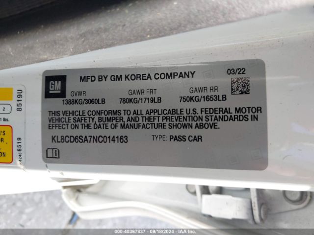 Photo 8 VIN: KL8CD6SA7NC014163 - CHEVROLET SPARK 