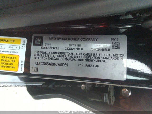 Photo 8 VIN: KL8CD6SAXKC750039 - CHEVROLET SPARK 