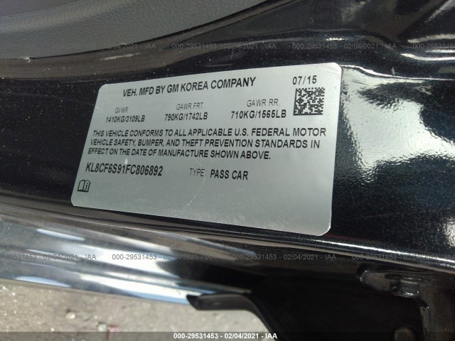 Photo 8 VIN: KL8CF6S91FC806892 - CHEVROLET SPARK 