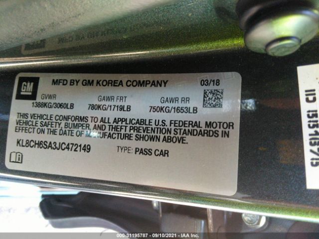 Photo 8 VIN: KL8CH6SA3JC472149 - CHEVROLET SPARK 